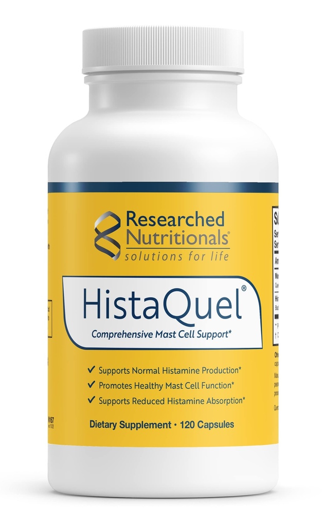 דיאטות מחקריות HistaQuel - כפול-Action Histamine & Mast Cell Support Formula - Clinically Researched Flavonoid & Herbal Formula with Sting Nettle & Black Cumin Seed Oil, 120 קפסולות