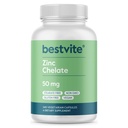 BestVITE Zinc Chelate 50mg (240 קפסולות צמחוניות) - No Stearates - No Dicalcium Phosphate - טבעוני - Non GMO - Gluten Free