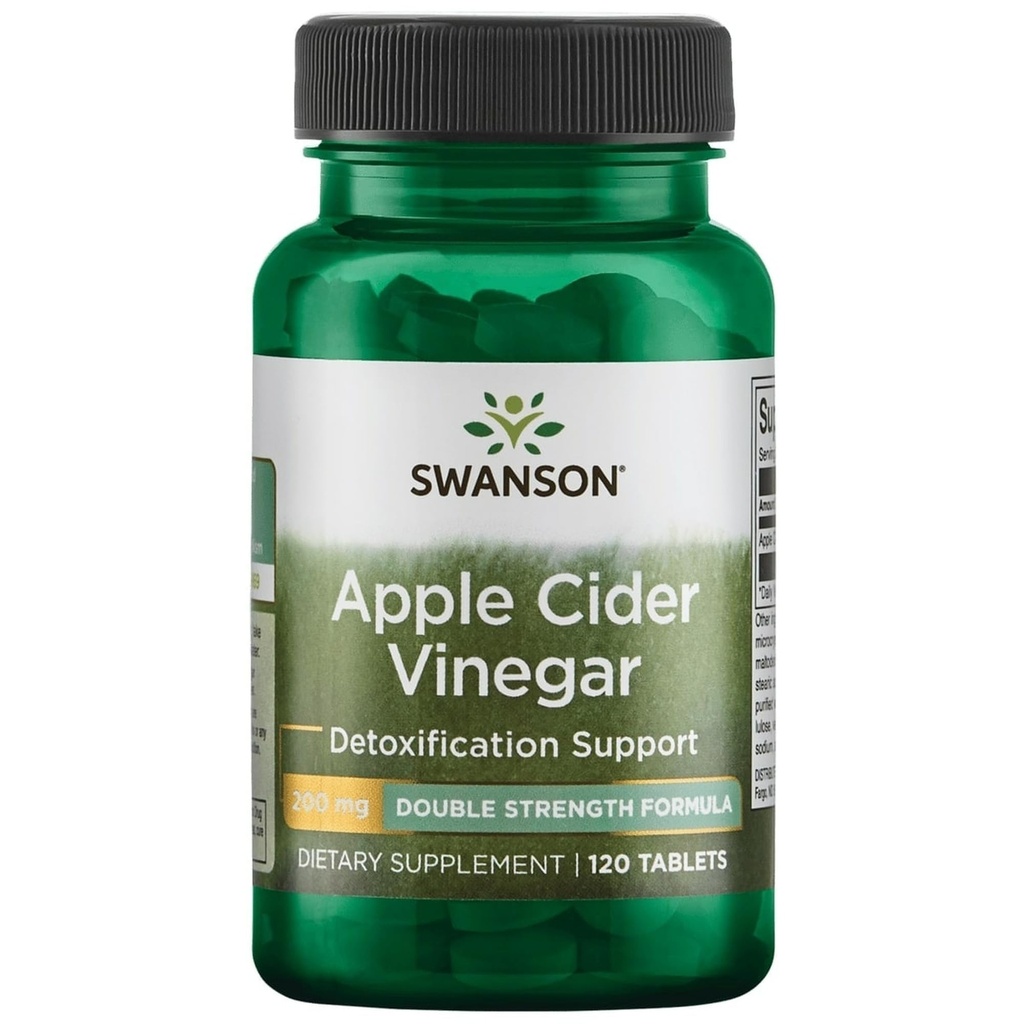 Swanson Double-Strength Apple Cider Vinegar 200 מיליגרם 120 Tabs