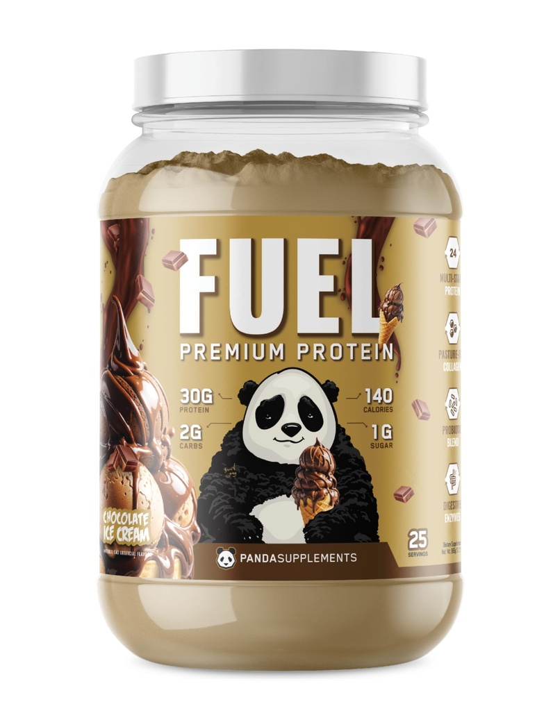 תת-קרקעית Bio Labs Panda Fuel Premium Whey,Hydrolyzed Collagen,Casein,Probiotics, Enzymes, Keto Friendly, Time Release, 25 משרתים (2.5 פאונד, גלידה)