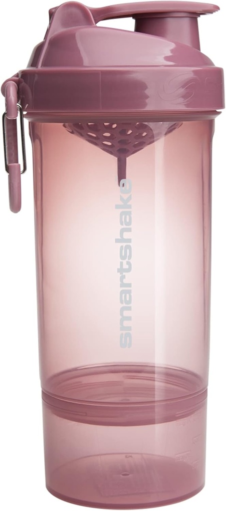 Smartshake O2GO One פלסטיק חלבון Shaker 800 מ"ל | 27 oz - Leakהוכחה Screw-on Lid - BPA Free - Unisex - Deep Rose