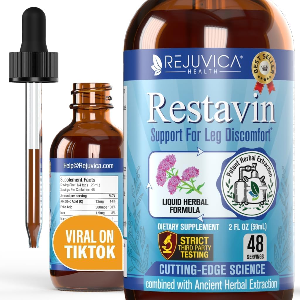 Restavin - Advanced Leg Support - משלוח נוזלי ל- Better Absorption - ויטמין C, ברזל, ולריאן, Turmeric, Magnesium & More!