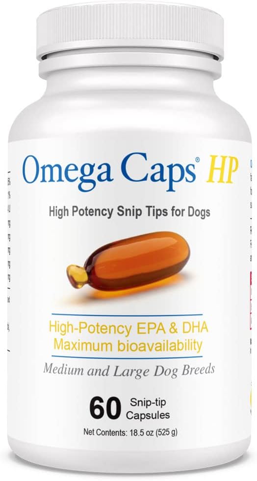 אומגה Caps HP Snip Tips for Medium and Large Dogs High Potency EPA ו- DHA תוסף שמן ביו-זמינות מקסימלי שמן שמן Vet פורמולה נעשה במשותף בארה"ב Skin Coat Joint and Heart Health 60 קפסולות