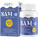 1200 MG SAM תוסף עבור המוח, Mood, Joint, Liver, High Absorption SAM-e (S-Adenosyl-L-Methionine) עם CoQ10, 5-HTP, Enteric Coated 60 טבליות, טבעוני
