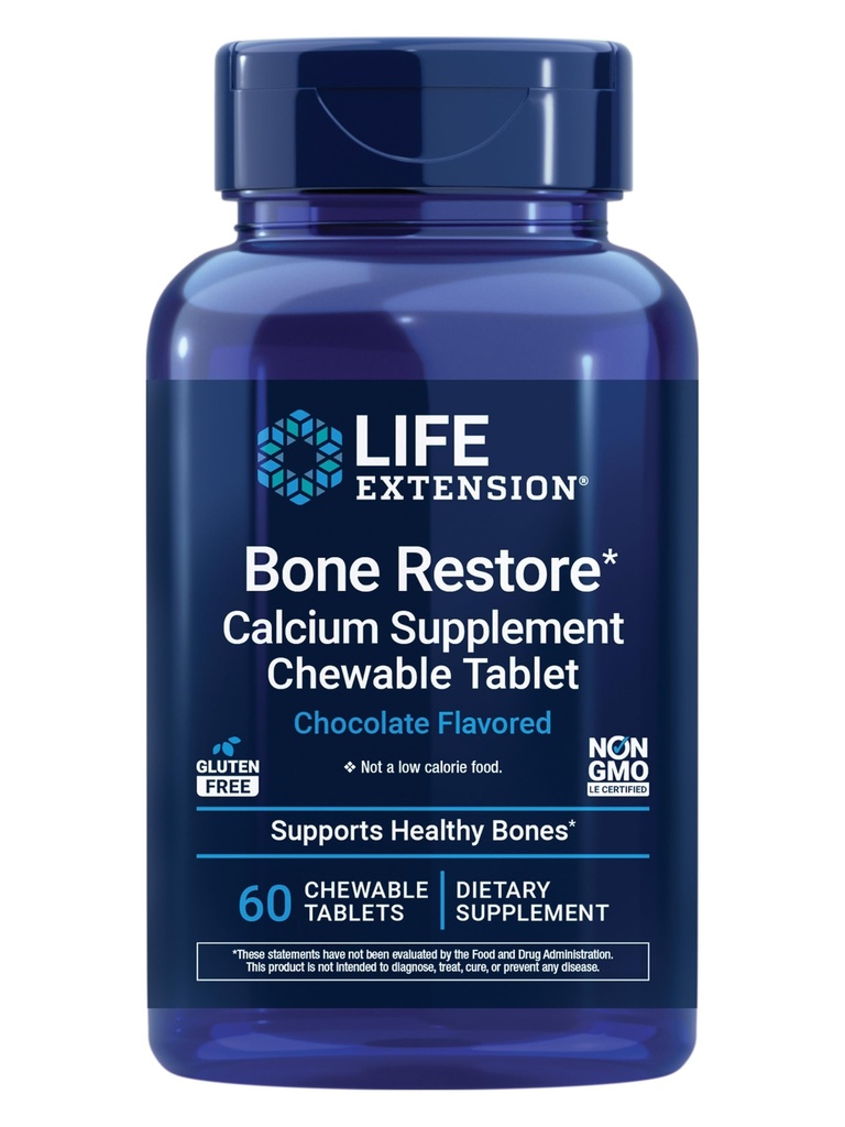 Life Extensionעצמות להחזיר את Calcium תוסף Chewable Tablets, תוסף בריאות העצם, Calcium, ויטמין D, מינרלים, Gluten Free, non-GMO, 60 טבליות