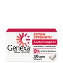 Genexa ניקוי Acetaminophen 500 מ"ג כוח נוסף, Dye Free Pain Reliever Fever צמצם, 0% Artificial Additives, Pain Medicine for Adults, Relieves Headache, Backache, Minor Arthritis כאב, 100 טבליות