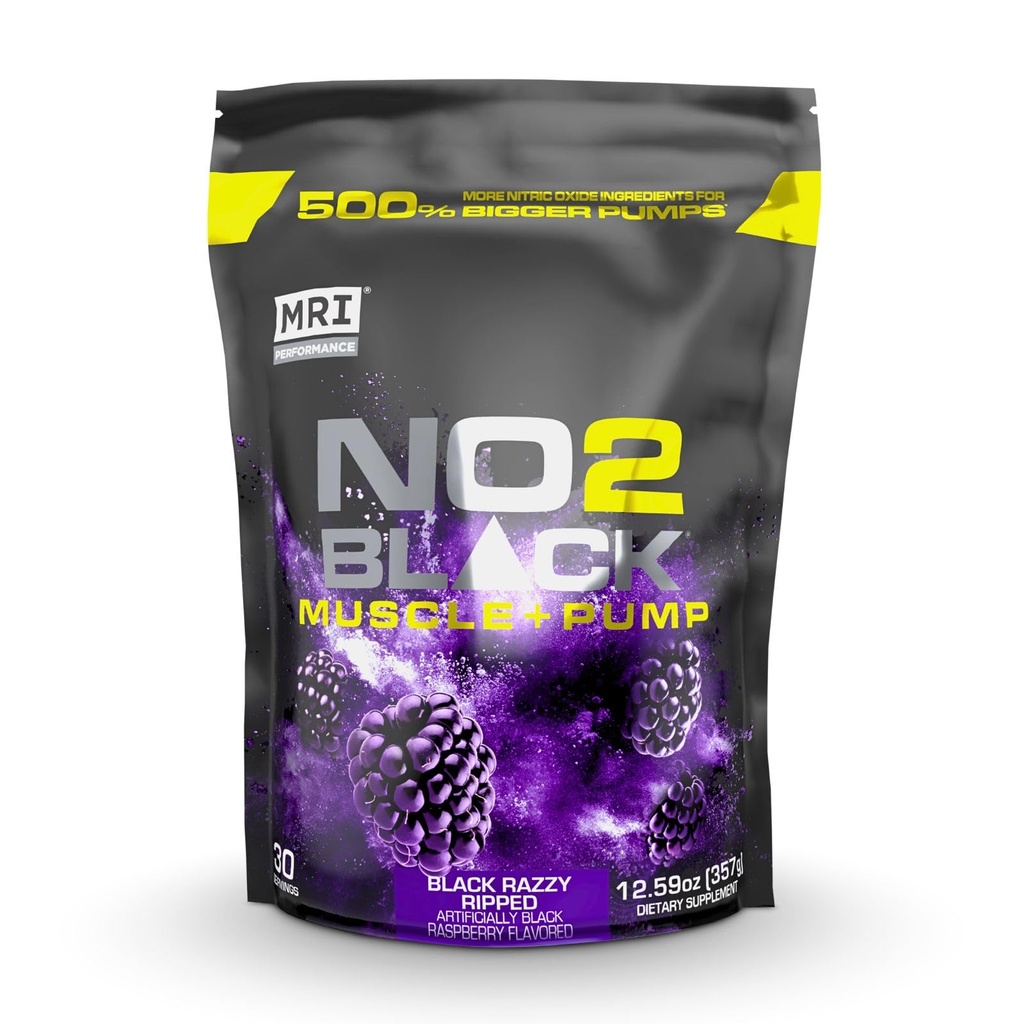 MRI NO2 שחור Nitric Oxide תוספת עבור משאבה, צמיחה שרירים, וחילוניות ואנרגיה - Powerful Stim-Free Pre-Workout with Citrulline (30 משרתים) (Black Razzy Ripped)