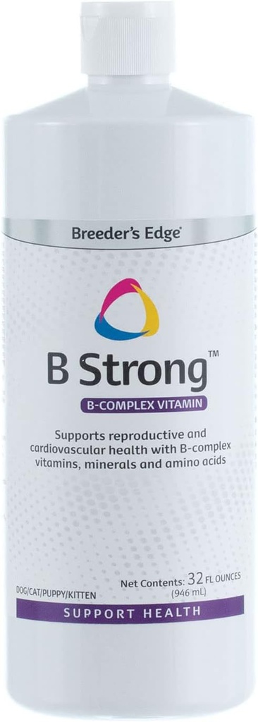 Revival Animal Health Breeder's Edge - B Strong - ויטמין B, ברזל ומינרל תוסף - ויטמין B לכלבים, חתולים, Puppies & Kittens - 32 oz נוזל