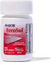 Major Ferosul - Ferrous Sulfate 325 מ"ג טבליות עם 65 מ"ג של ברזל אלמנטרי - תוספת ברזל לנשים, גברים - Red - 100 Count