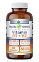 פורמולה מדהימה ויטמין D3 5000 IU עם ויטמין K2 100 mcg | D3 + K2 מורכב תוסף; קפסולות Veggie | Non-GMO | Gluten Free | Made in USA (60 Count)