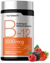 Horbäach B12 ויטמין 5000 mcg | 120 טבליות לדיסקלוט מהיר | Sublingual Methyhydrobalamin | Vegetarian, non-GMO & Gluten Free