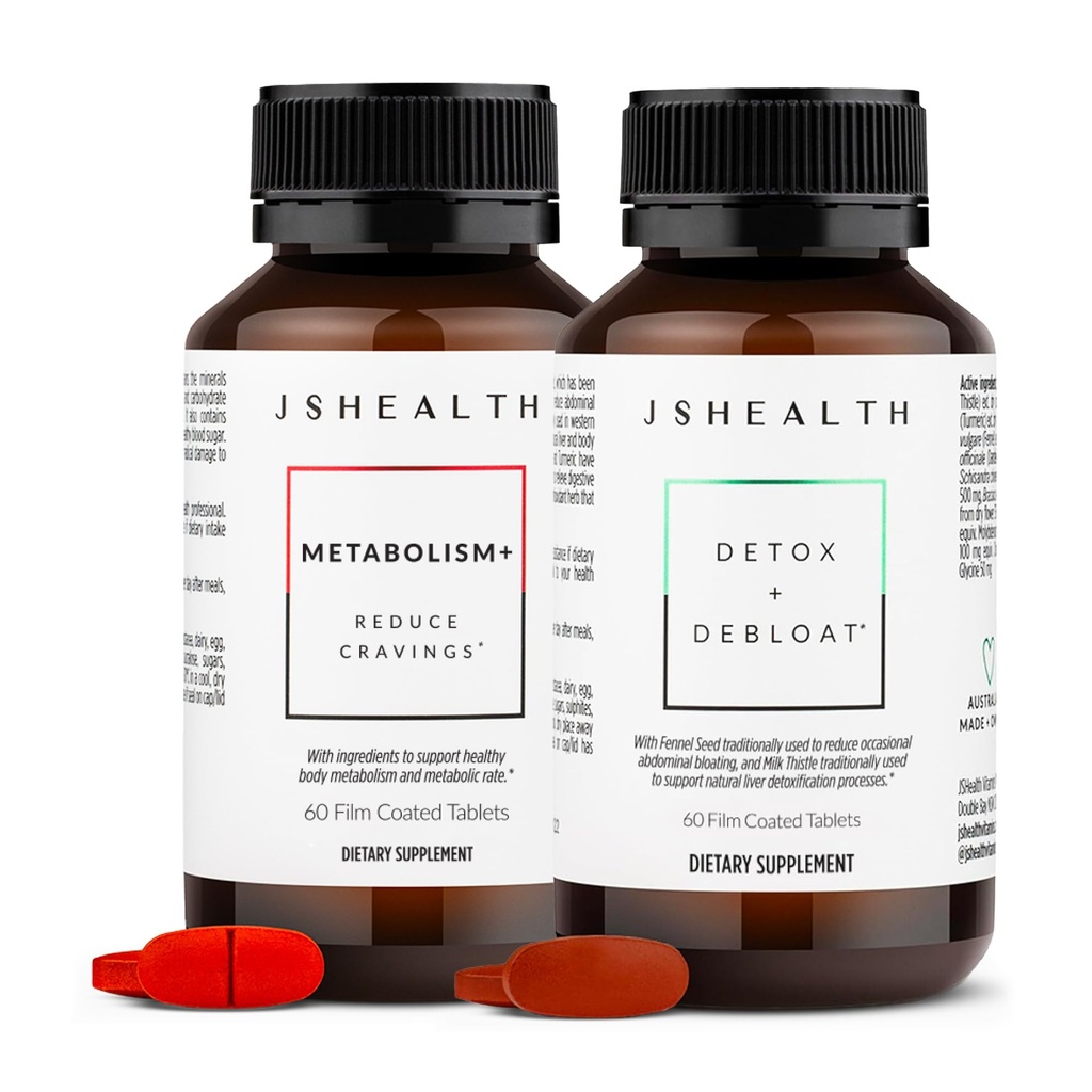 ויטמין JSHealth Bloating Bundle - כולל Detox + Debloat Liver Health Formula & Metabolism+ אנרגיה טבעית