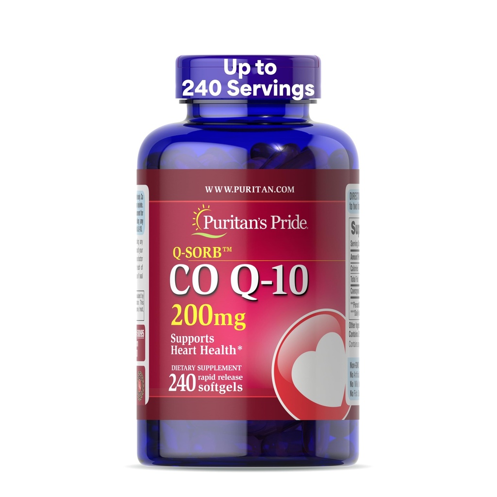 גאווה של Puritan Coenzyme CoQ10 200 מ"ג, תוספת תזונתית לבריאות הלב, לחץ דם, בריאות חניכיים אוראלי, ותמיכה הזדקנות בריאה, 240 משרתים, לשחרר במהירות Softgels