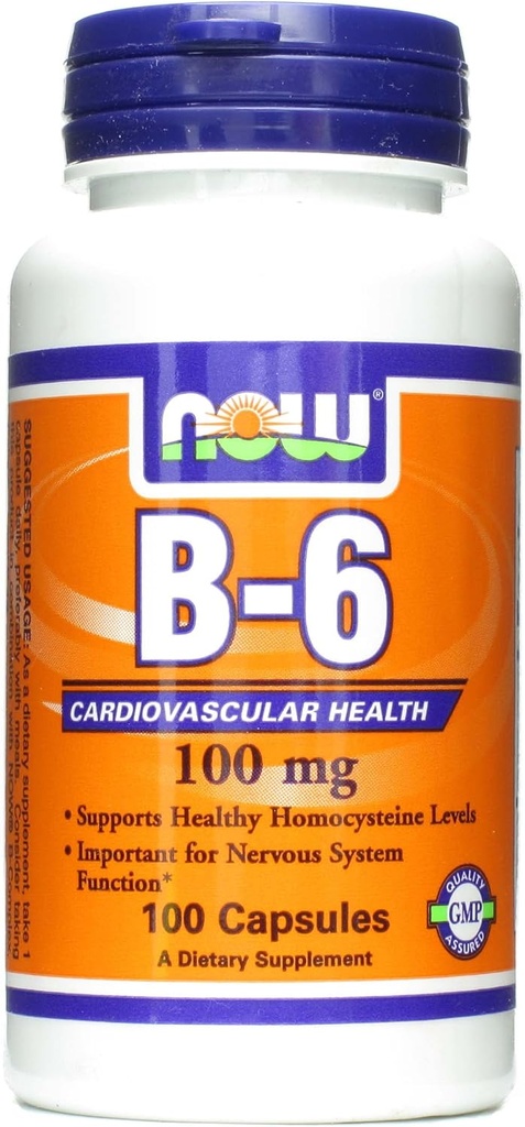 Now Foods B6 100 מ"ג קפסולות, 100 CT