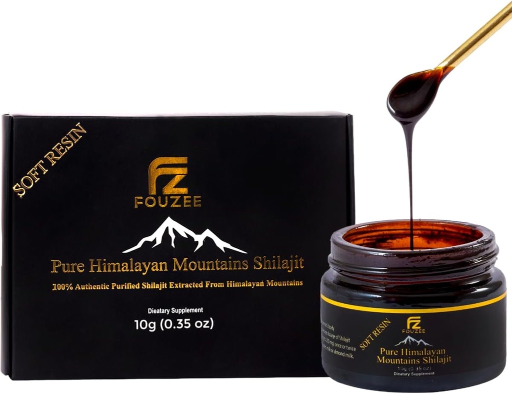 Hilajit - תוספת מינרלים לנשים וגברים - All Natural and Authentic Shilajit Resin in Amber Glass Bottle - Fulvic Acid for Energy Boost & Immunity (10דקדוק)