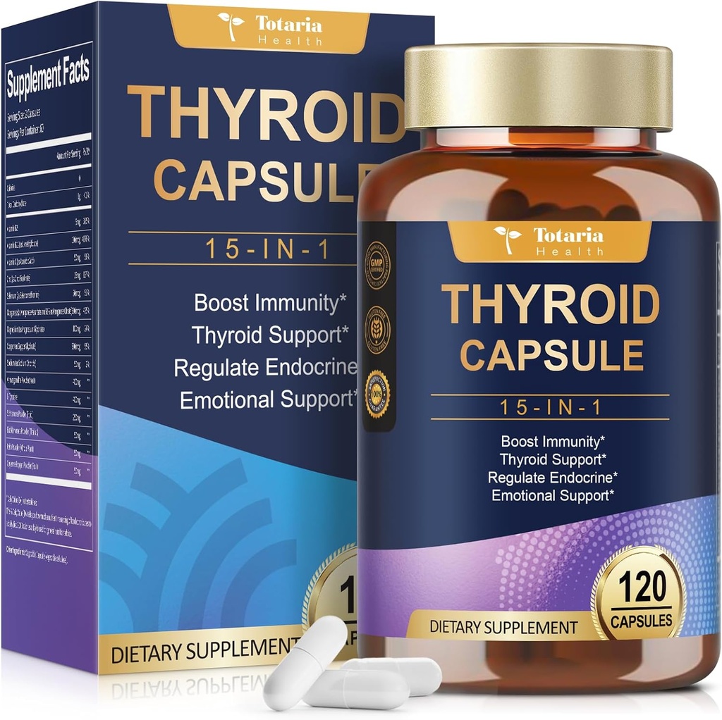 תמיכה Thyroid עבור נשים וגברים תוספי קפסולות מורכבות - Iodine Thyroid תוספת עם L Tyrosine Bladderwrack Kelp Ashwagandha Selenium תוספי - Mood Enhancer Energyer Energye Thyroid רמה שלך