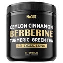 תוספת ברברין נוסף על Turmeric Curcumin, תה ירוק ועוד - תמיכה בריאות הלב, ניהול גוף מערכת החיסון - 90 קפסולות במשך 3 חודשים אספקת
