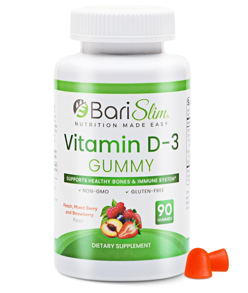 BariSlim Bariatric ויטמין D-3 Gummies - במיוחד פורמולה חניכיים ויטמין לחולים לאחר ניתוח ירידה במשקל - Easy to Digest ו- Great Tasting פירות Flavors