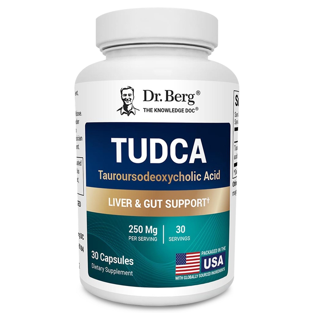 Dr. Berg TUDCA תוסף (Tauroursodeoxycholic Acid) - פורמולה עוצמתית לבריאות Liver, Bile Flow, Gallbladder Support, and Digestive Health * 30 קפסולות