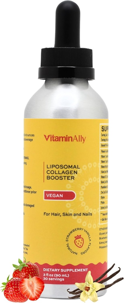 טבעוני Liposomal נוזל קולגן Booster Drops | תמיכה שיער בריא, עור וציפורים | טבעוני | Non-GMO | Sugar Free | Gluten Free | Easy to Use
