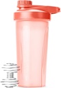 Mr. Pen- Shaker Bottle for Proteines, 28 oz, Coral Pink with Twist Cap and Wire Whisk Ball, Mixer Cup for Shakes
