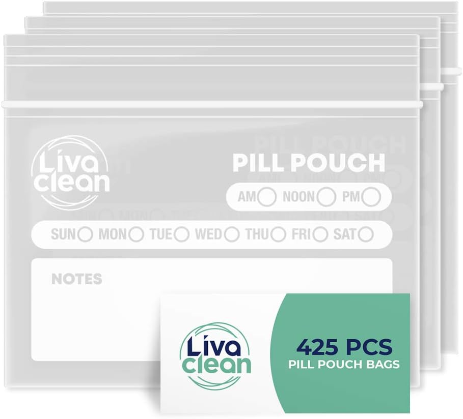 LivaClean 425 Pack שדרג את גלולת התלות לנסיעה - Pill Bags, Medicine Bag לנסיעה