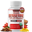 אורגני Berberine עם Ceylon Cinnamon 2175mg - Premium berberine תוספת תמצית טוהר גבוה USDA אורגני, תמיכה מערכת החיסון, Berberine Plus Complex, Non-GMO טבעוני לנשים 90 קפסולות