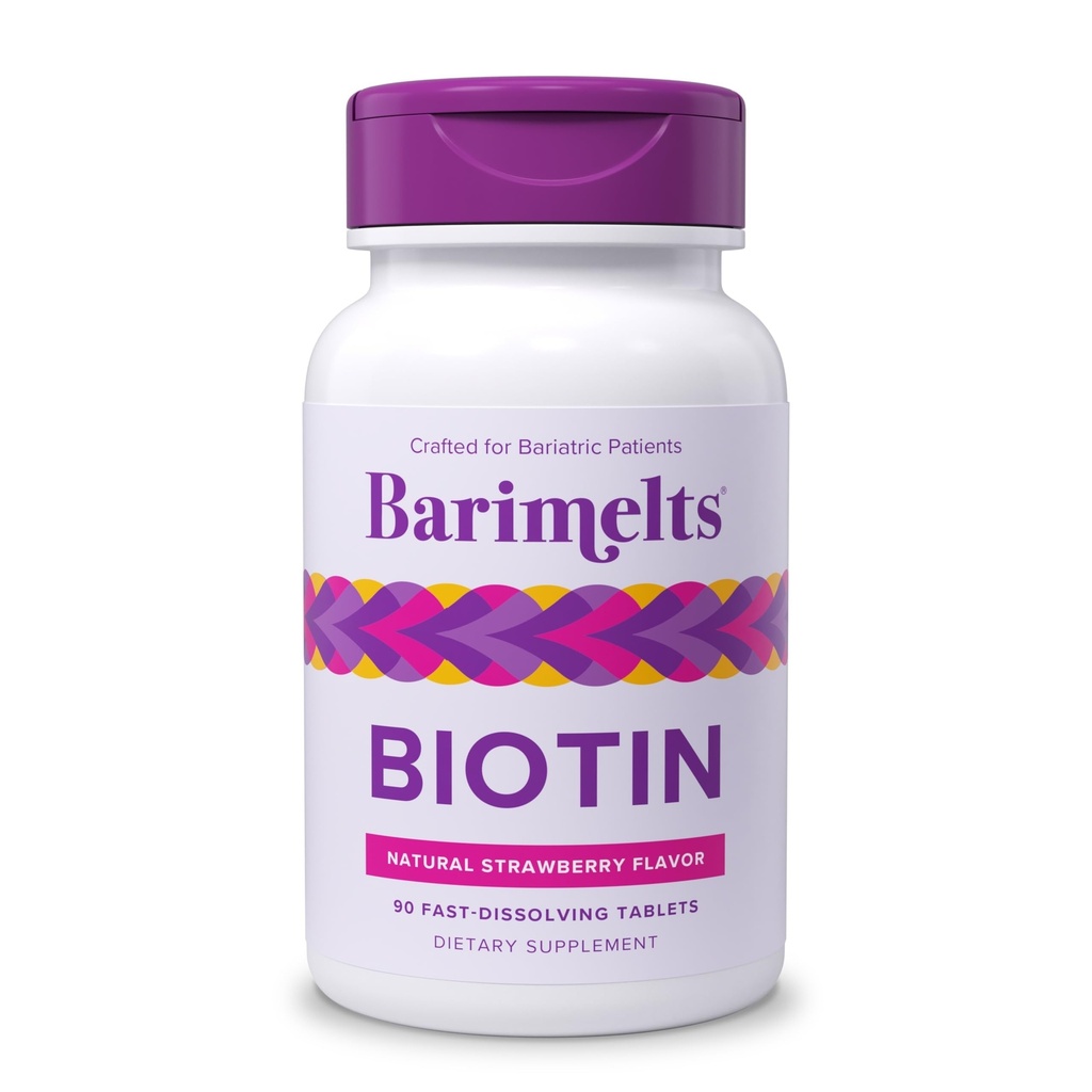 BariMelts Biotin5000mcg, 90 טבליות מהיר-Disshoot (3-Month Supply), ויטמינים ללא סוכר לילדים, פלאדור טבעי