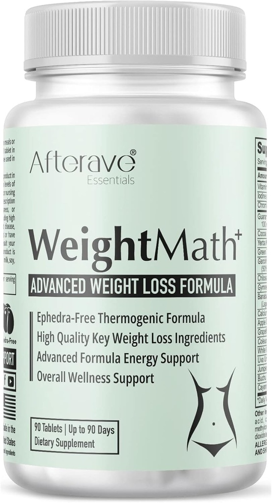 WeightMath Advanced Metabolism Booster & Thermogenic פורמולה, Flatter Stomach, Aids Belly Bloat, Digestive & Proביוטיקה מערכת, חומרים מזינים חיוניים כדי לעזור ניקוי קולע מהיר
