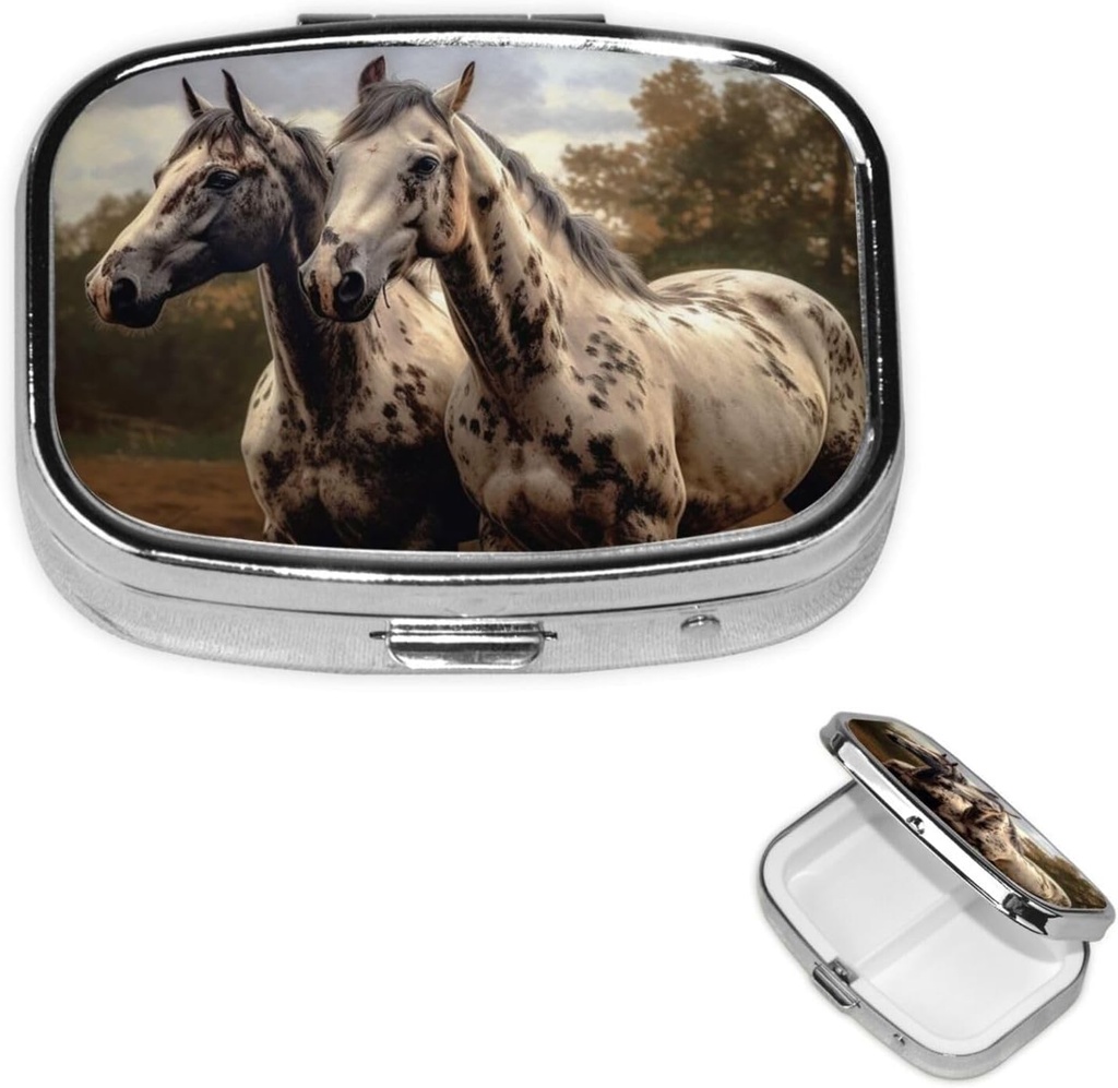 גלולת גלולת גלולה עם Mirror Small Pill מארגנת 2 השוואה בין שתי ארגז נסיעות סוסים עבור פורבס או Pocket Portable Pill Container רפואה מארגנת