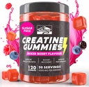 KP Creatine Monohydrate Gummies מעורב ברי עבור גברים ונשים, 100% קריטין מעורב ברי חניכיים, 5g לשרת + טבעוני, סוכר חינם, מעורב ברי + כוח, אנרגיה, שרירים & Booty להשיג - 120 הרוזן הרוזן