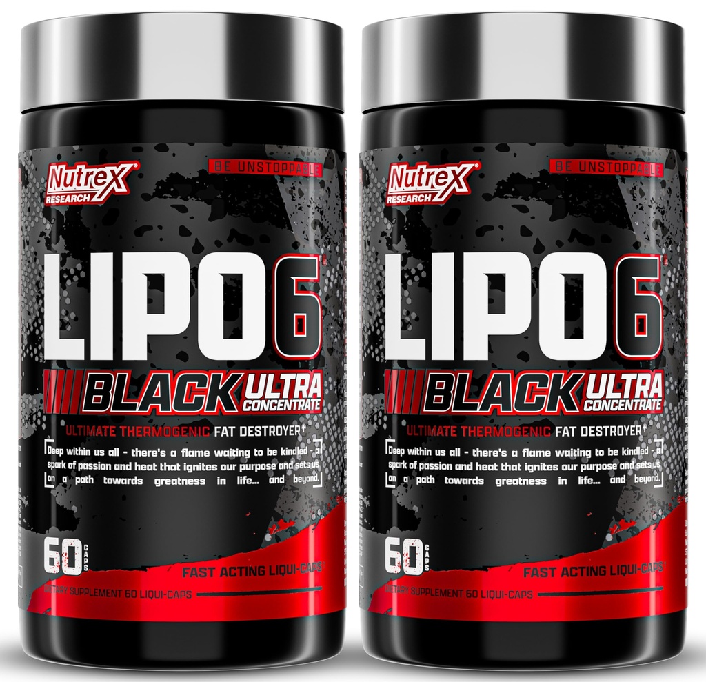 Nutrex מחקר Lipo-6 שחור Ultra ריכוז תוספי השומן המrmogenic, עלייה במשקל, אנרגיה ו Intense להתמקד 120 גלולות דיאטה