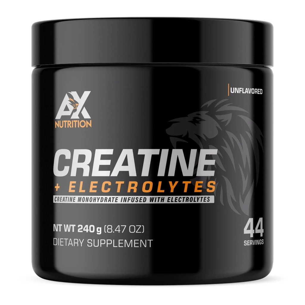 Creatine + Electrolytes 240g | 100% Pure Creatine Monohydrate infused עם אלקטרוליטים , תמיכה בצמיחה שרירים תוך שמירה hydrated