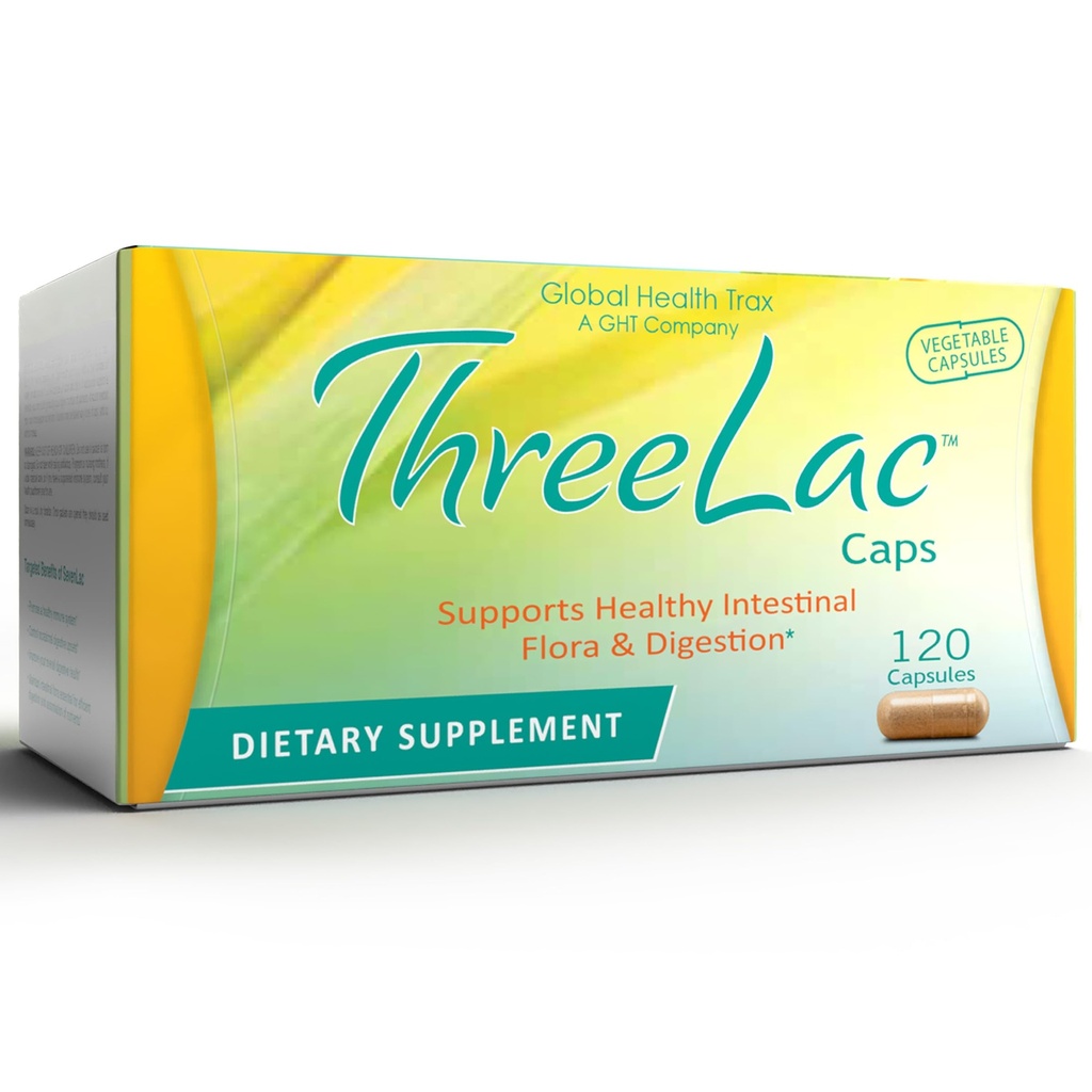 Global Health Trax GHT - ThreeLac Probiotics, 120 Count - תמיכה מקיפה עבור גברים, נשים וילדים - מערכת החיסון ו Gut Balance, Non-GMO