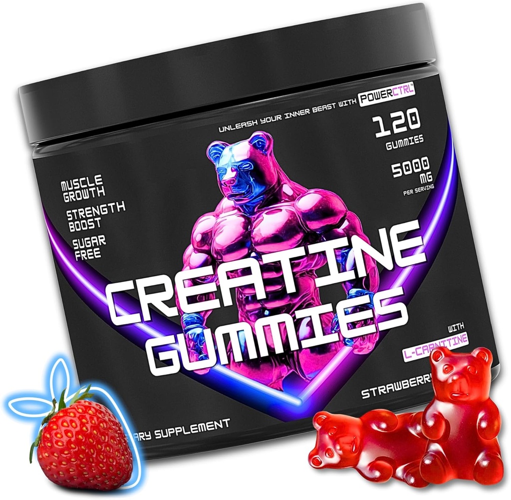 קריטין מסטיקנים עם L-Carnitine עבור גברים ונשים - 5g Creatine Monohydrate לכל המשרתים | תמיכה בצמיחה שרירים | התאוששות | חיזוק וביצועי עבודה | סוכר חינם | 5,000 מ"ג