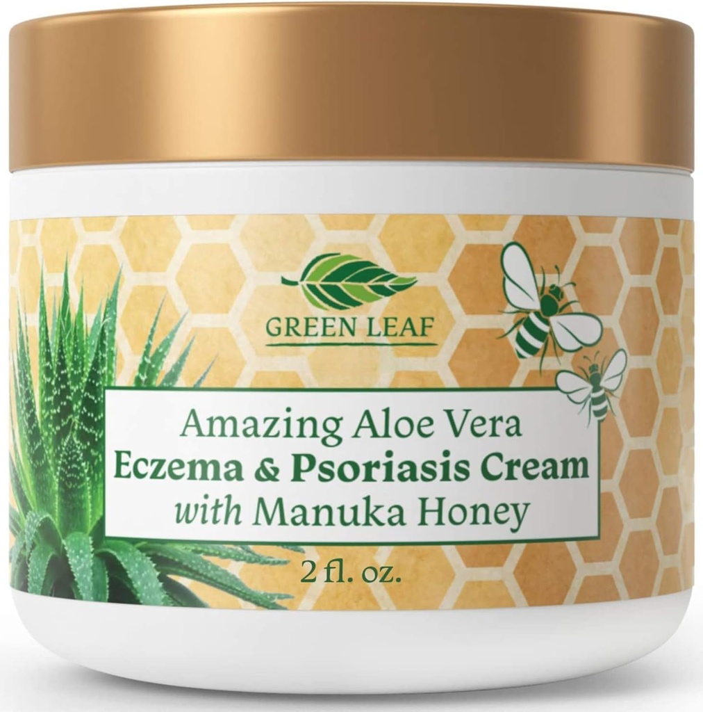 Manuka Honey Eczema Cream Moisturizing טיפול לtion עבור Psoriasis הקלה - Itchy, מייבש עור ראשי / Soothing Moisturizer for Baby, Kids, Adults - High Power Body & Face Cream 2oz