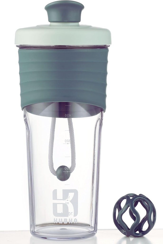 הדור השני Shakerבק לחלבון עם Mixing Ball - Perfect for Workouts and Outside Use, 24Ounces Whey Protein Shaker with Clear Measurement (Black Green)