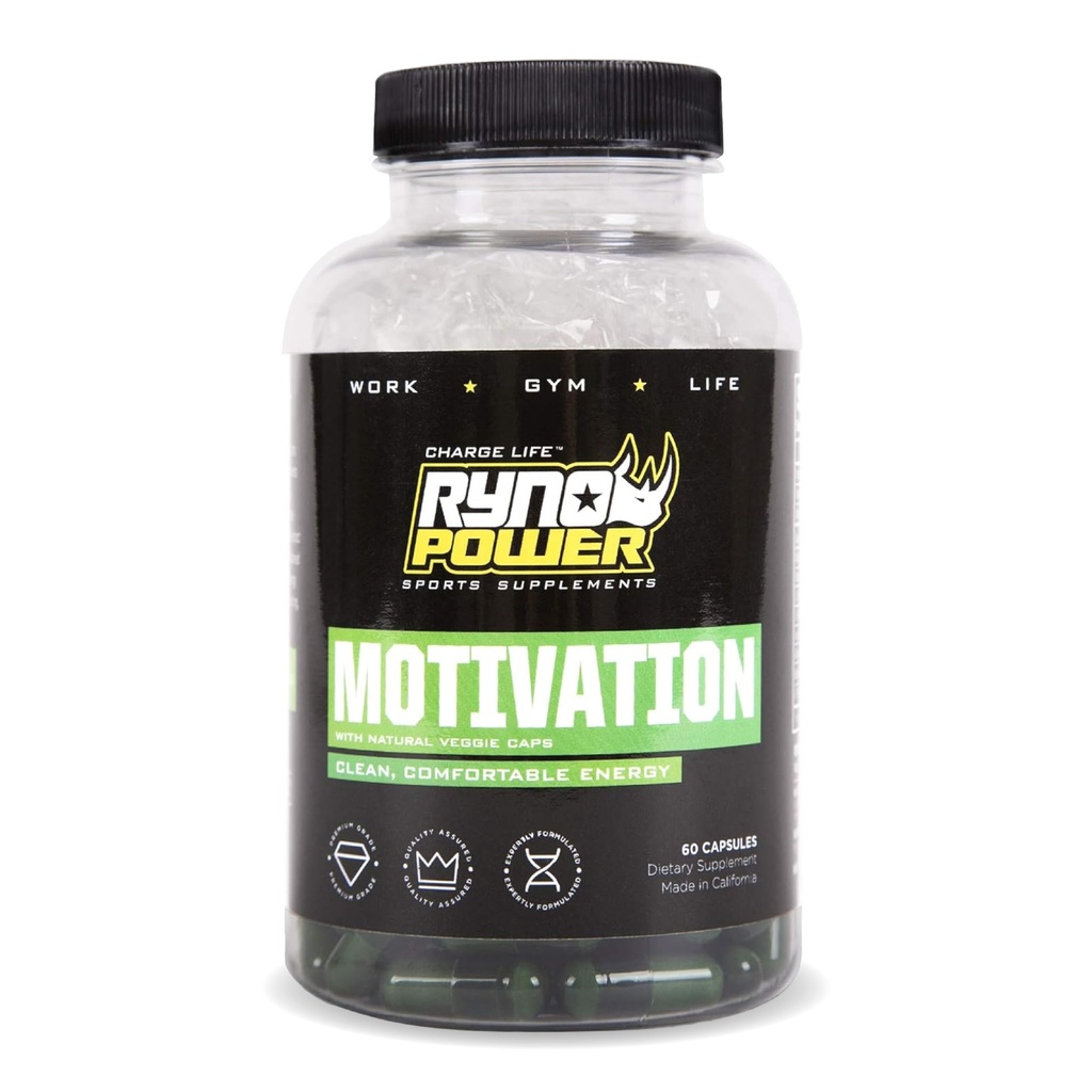 Ryno Powerמוטיבציה Pre-Workout Focus אנרגיה תוספי קפסולות (30 משרתים)