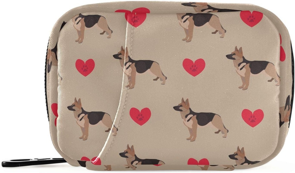 Pill Box German Shepherd Dog Heart 7 Day Pill Case Travel Pill Productionser Bag with Zipper Portable Weekly ויטמין Medicine תוסף Holder Pouch Bag