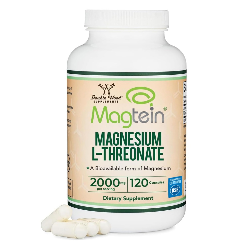 מגנזיום L Threonate, Magtein - NSF מוסמך - Sleep and Cognitive Support - High Absorption - Most Bioavailable Form of Magnesium - 2,000 מ"ג - 120 קפסולות
