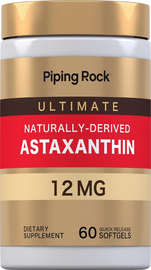 Piping Rock Astaxanthin 12 מ"ג | 60 קפסולות Softgel