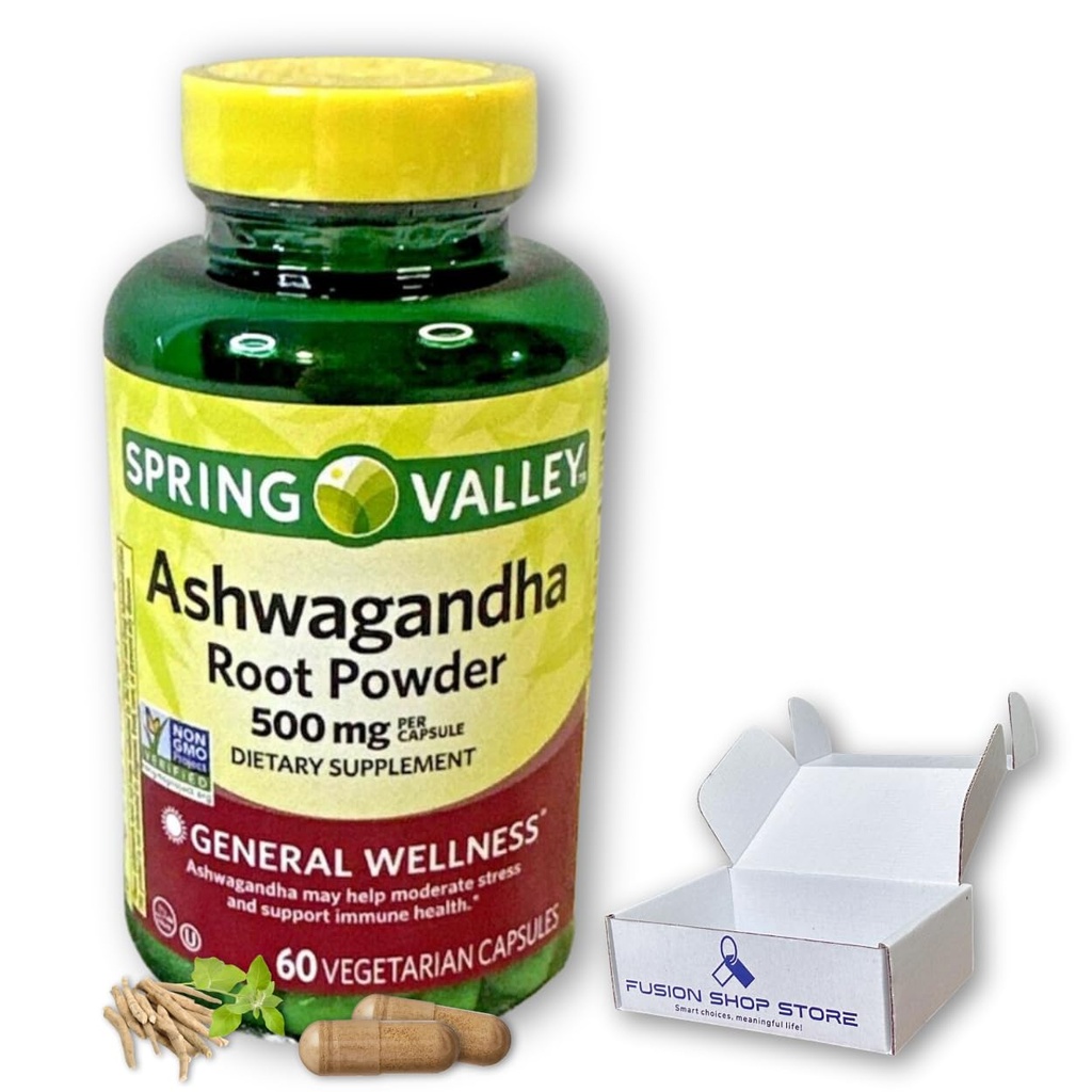 Ashwagandha- 500 מ"ג אבקת שורש, 60 קפסולות (Pack of 1)