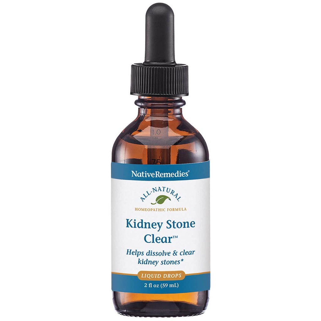 Native Remedies Kidney Stone Clear - Natural Homeopathic Formula Temporly Helps Dissolve and Clear Kidney Stones - Relieves Pain, Nausea ו-Vmiting - 59 mL