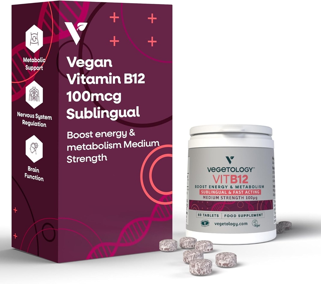 ויטמין B12 תוסף משנה - עבור Metabolism & אנרגיה, ויטמינים ובריאות תוספי - (60 טבליות)