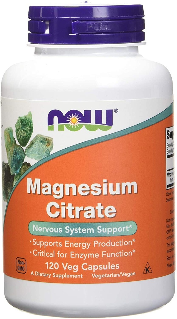 Now Foods Magnesium Citrate 400 מיליגרם 120 קפסולות Veg (Pack of 2)
