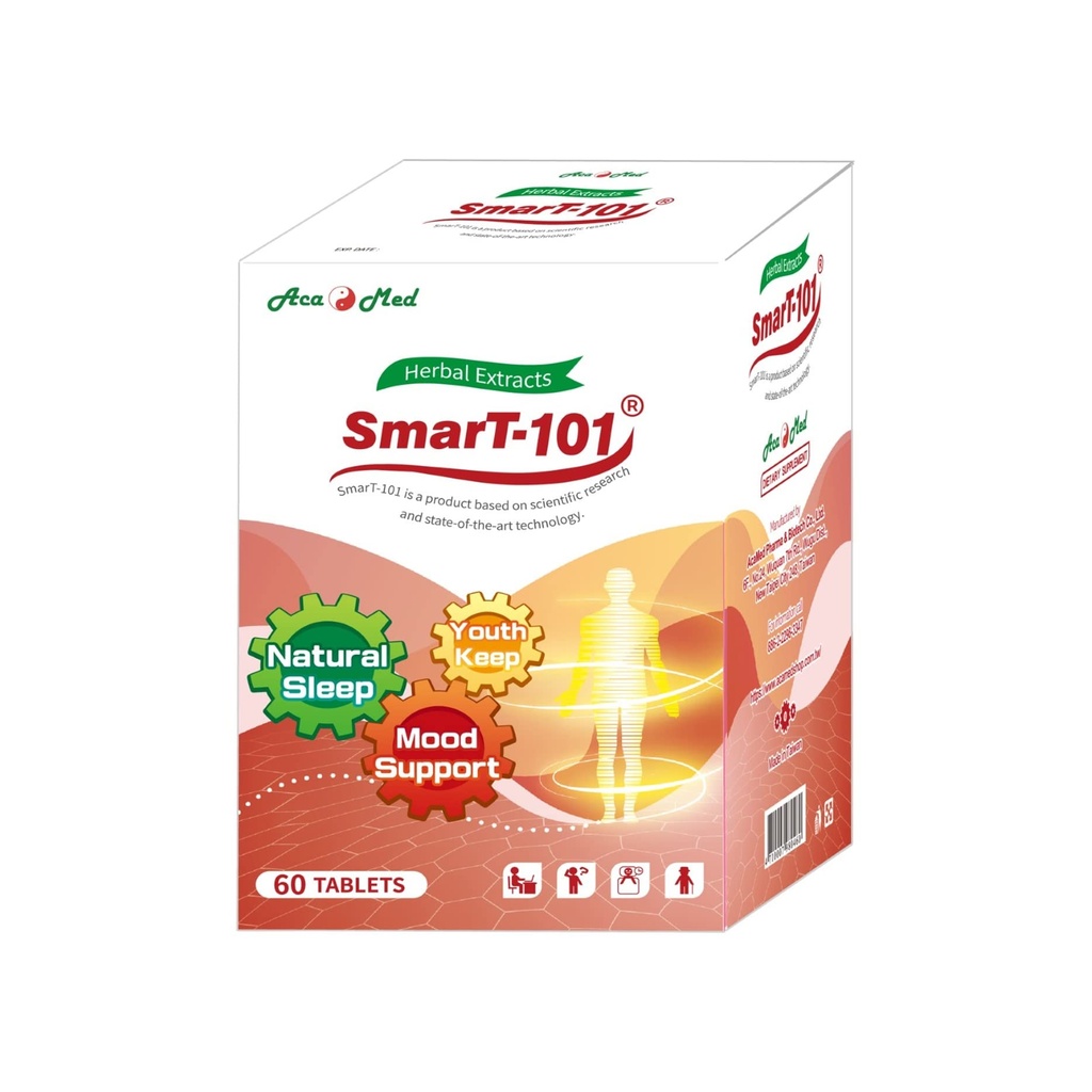 SmarT-101, מומלץ מאוד למוח פוג, שיפור זיכרון, שיפור איכות השינה, תוסף צמחי, טבעוני, 60 טבליות.