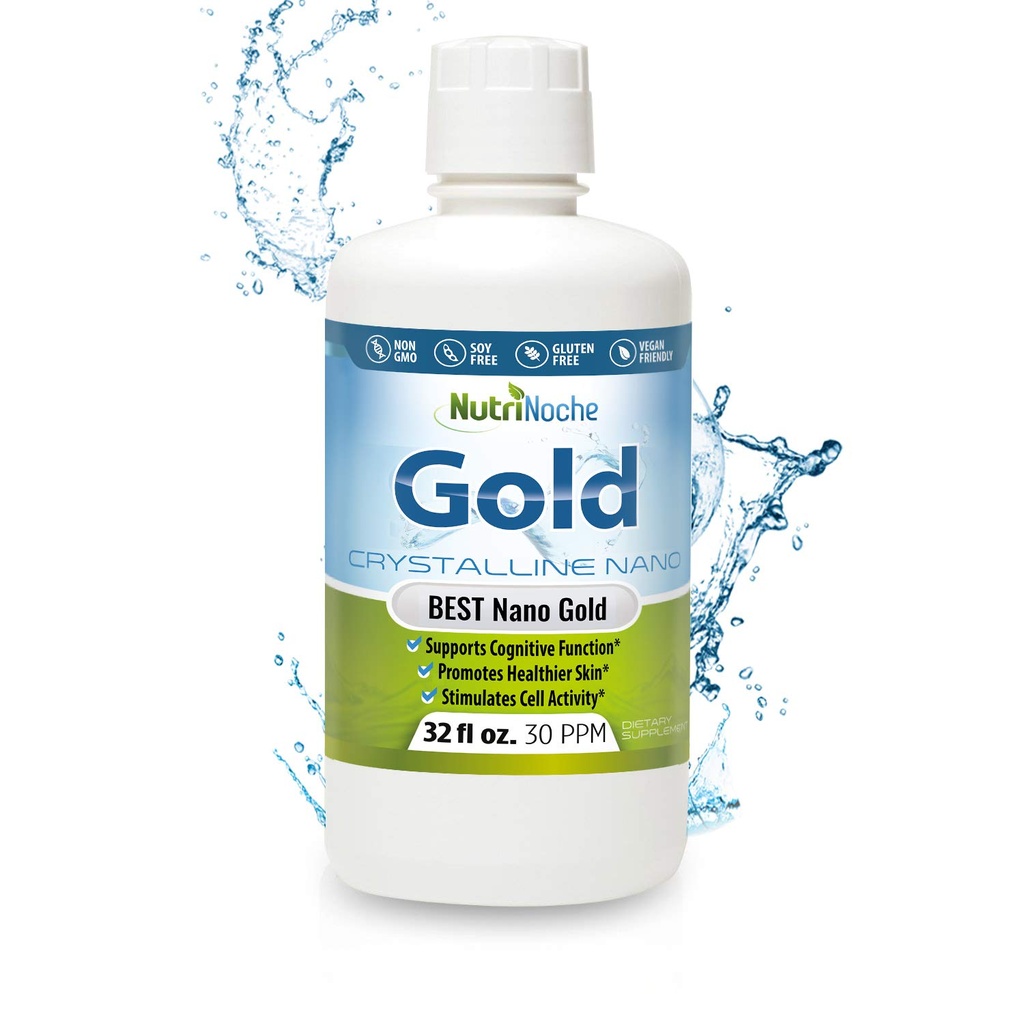 cooidal Gold נוזל תוסף על ידי Acnoche - 100% טהור ננו זהב מינרלים - תומך בהירות נפשית, פוקוס ורגיעה - 32 oz בקבוק - טבעוני, Gluten-Free - Crystalline- 30 ppmmm