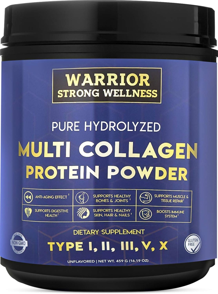 Pure hydrolyzed Multi Collagen חלבון אבקת, אבקת קולג'ן, Boost Energy, עבור Aging Skin Odyssey, Hair & Nails Growth Support, Joint Health (Unflavored)