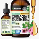 BIO KRAUTER Echinacea ו-Goldenseal Root נוזל לחלץ - תמיכה טבעית Immune - Echinacea טיפות עם Goldenseal - טבעוני, אלכוהול וסוכר חינם Tincture - 2 Fl.Oz.