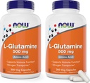 עכשיו L-Glutamine 500 מ"ג 300 קפסולות Veg (Pack of 2) - תוסף non-GMO - טבעוני Lglutamine 500 מ"ג Caps Caps